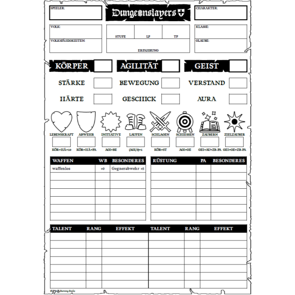 Dungeonslayers⛨ Charakterbogen